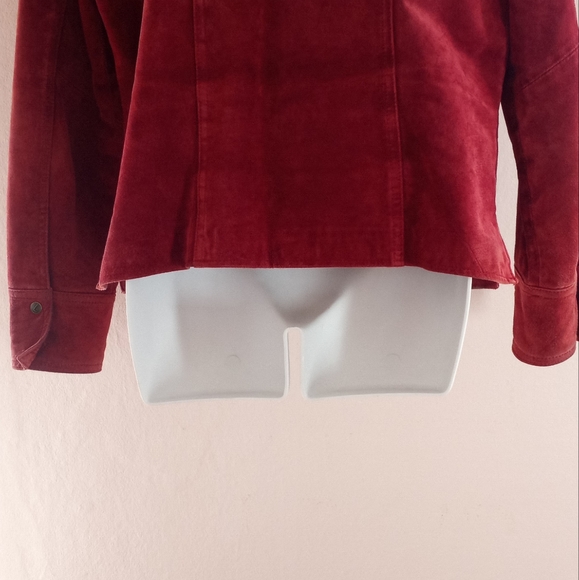 Live A Little Vintage 90's Jacket Top Red Raspberry Leather Button Down - Picture 9 of 15